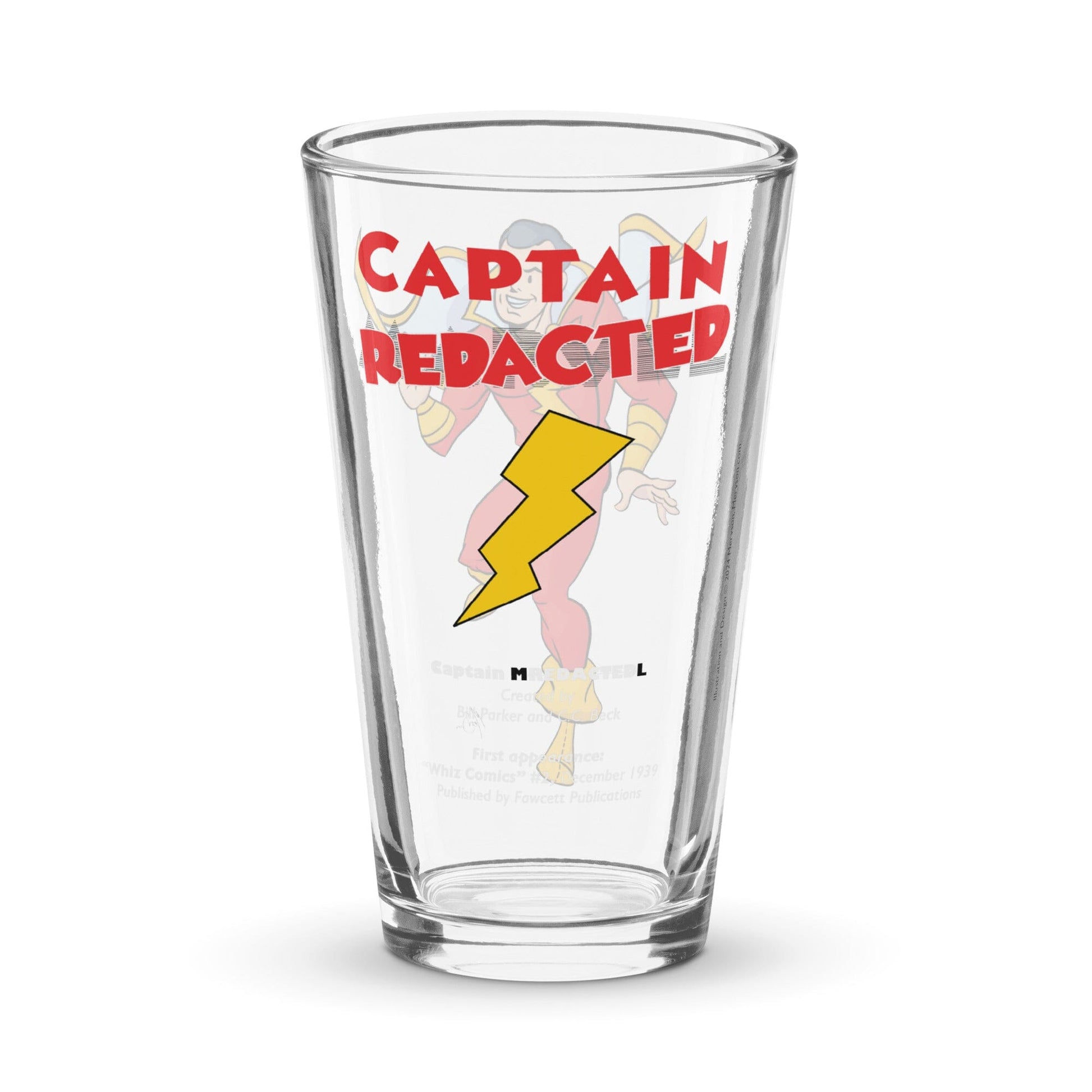 Captain M-redacted-L Pint Glass: Unleash Your Inner Hero! My Store 