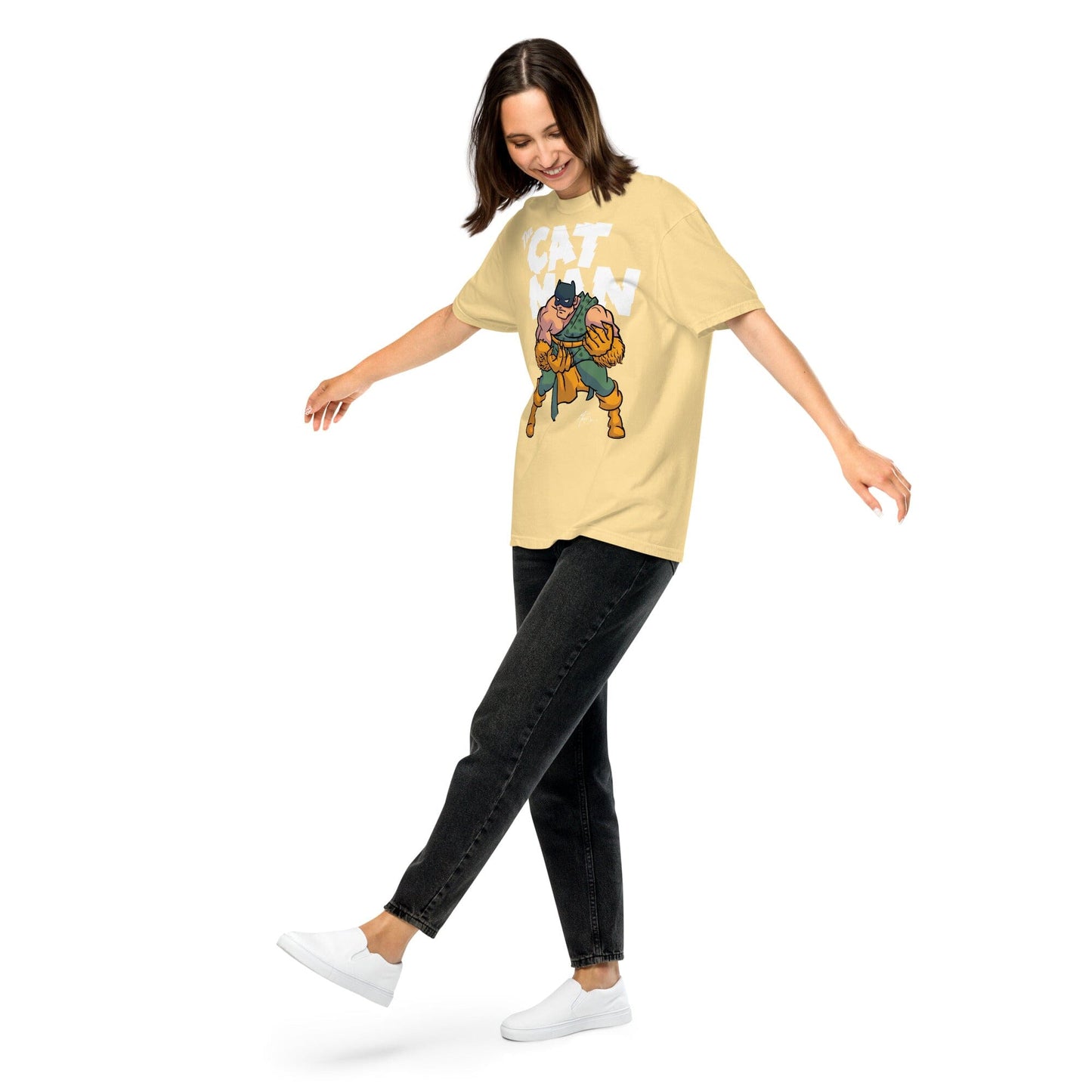 Feline Fine: The Cat Man Unisex garment-dyed heavyweight t-shirt T-Shirt Mervson Butter S 
