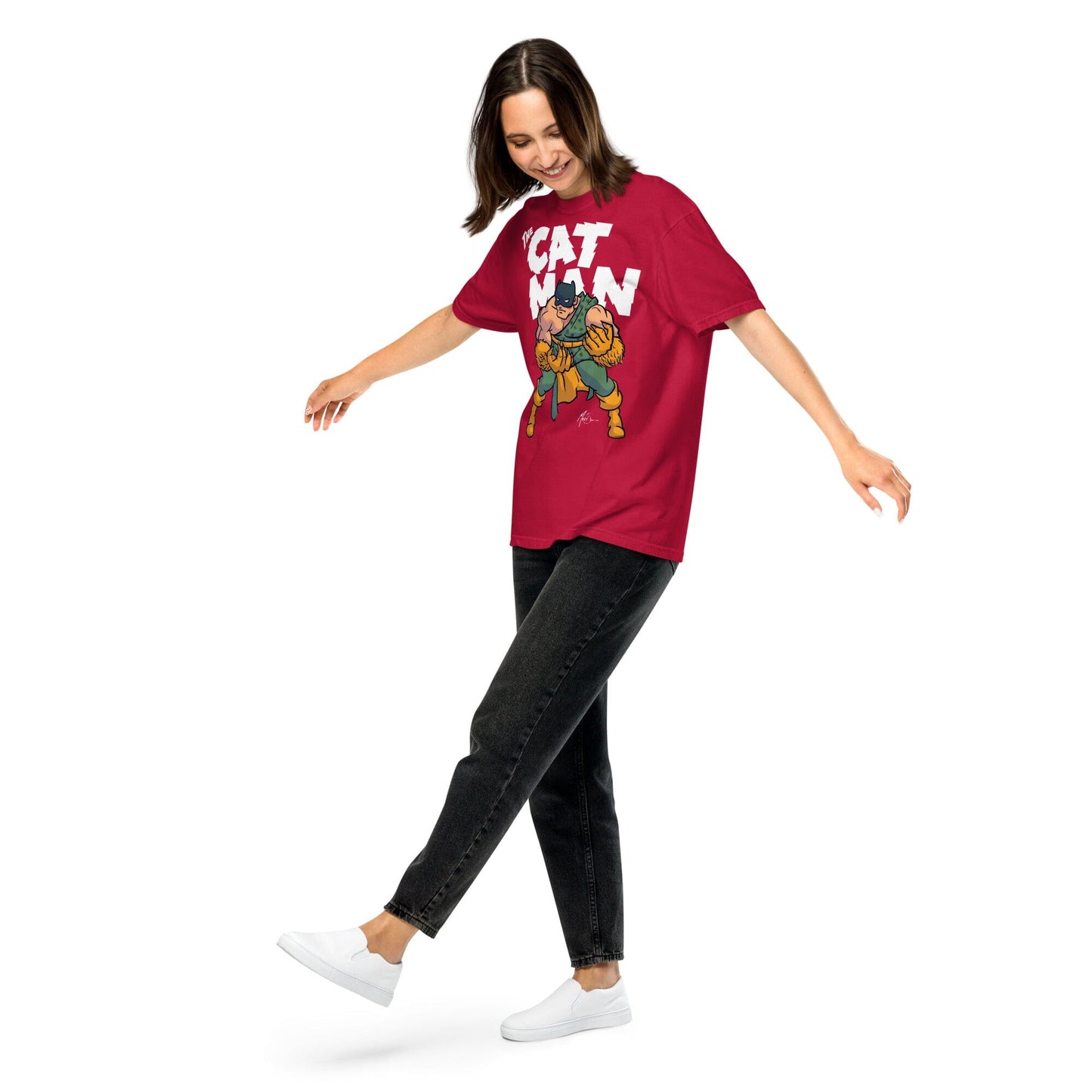 Feline Fine: The Cat Man Unisex garment-dyed heavyweight t-shirt T-Shirt Mervson Red S 