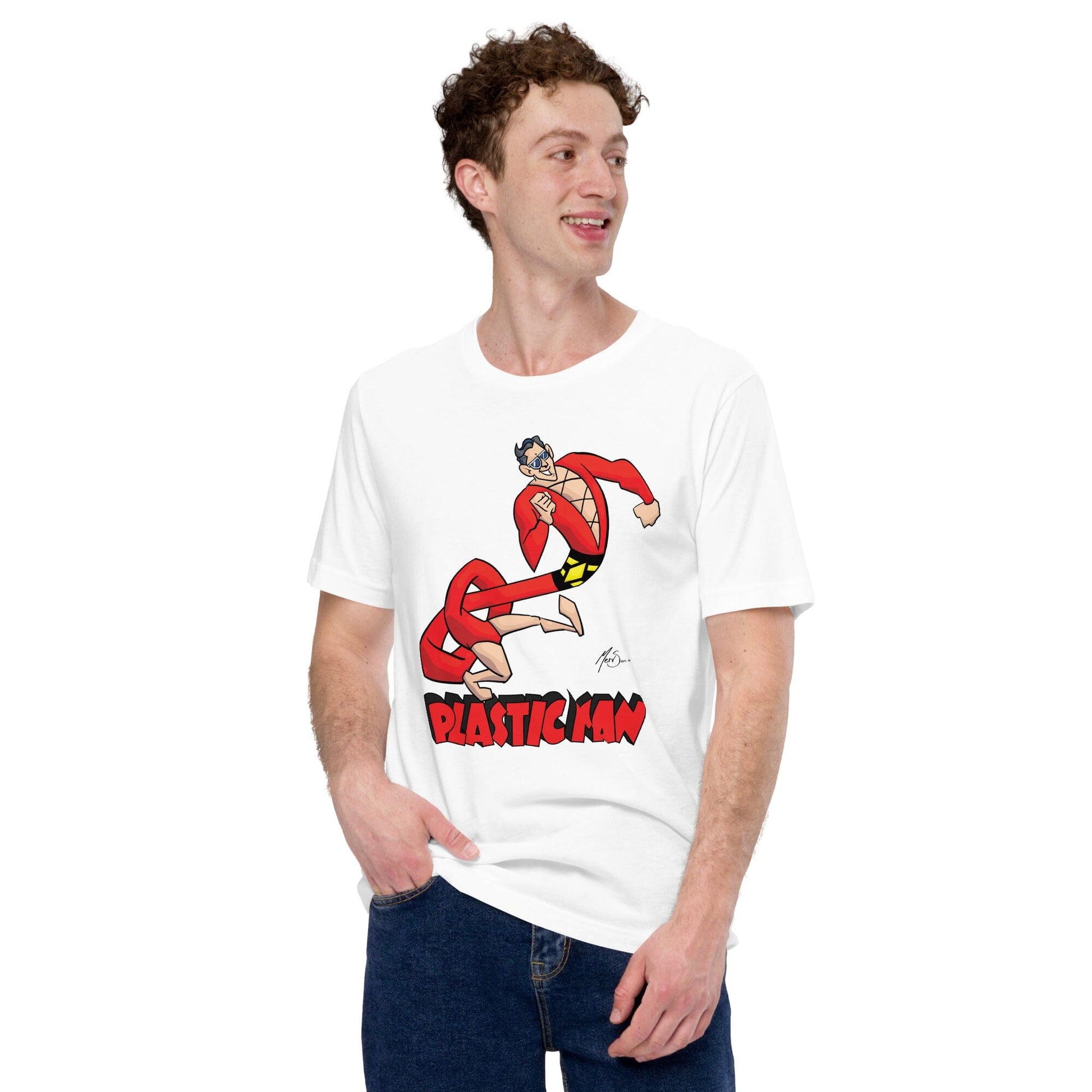 Plastic Man T-Shirt: Stretch Your Style in Comfort! Mervson White S