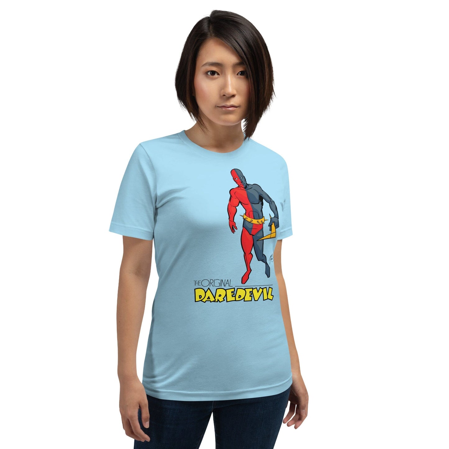 Unmask Your Inner Hero: The Daringly Original Devil (1940s Daredevil) Tee Mervson Ocean Blue S 