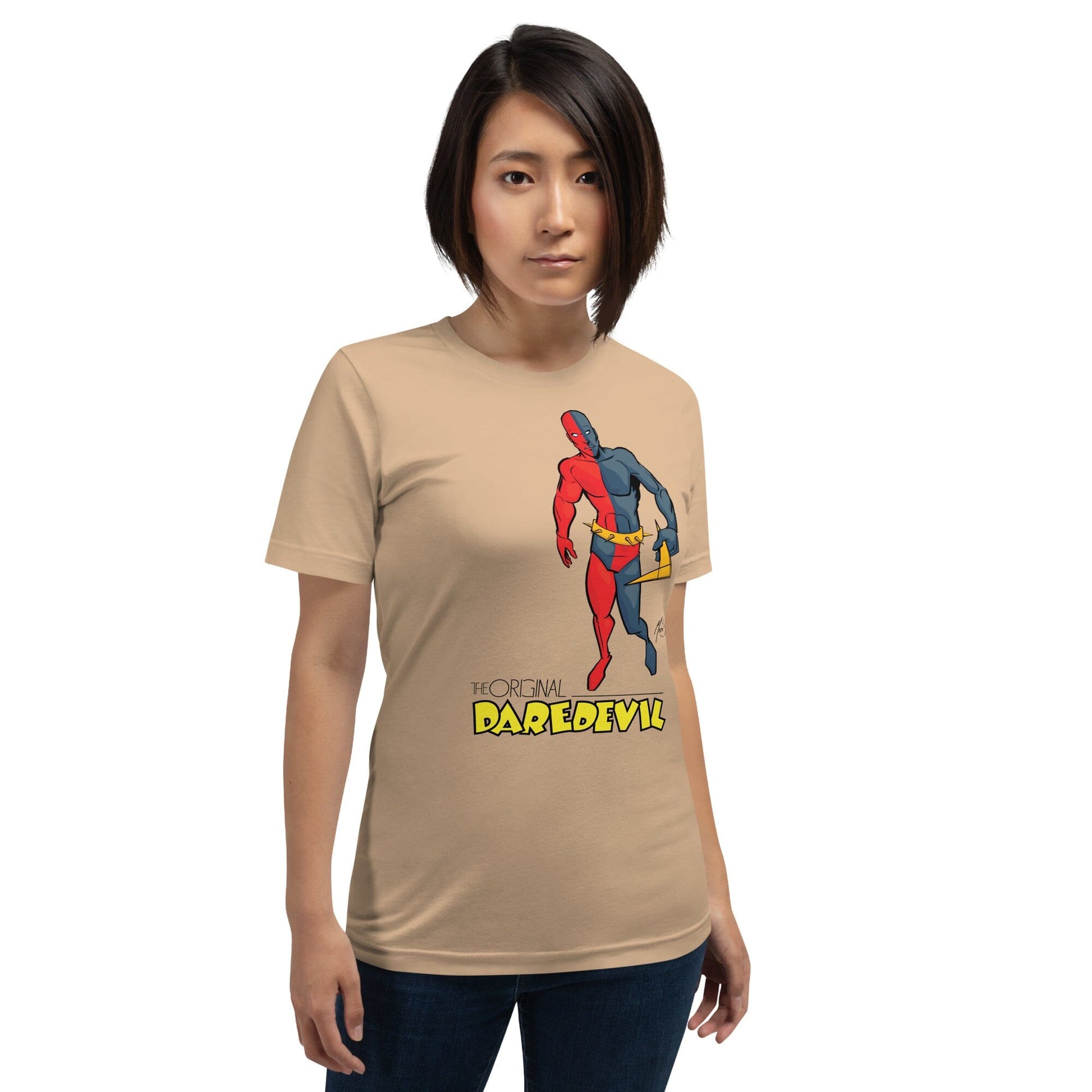 Unmask Your Inner Hero: The Daringly Original Devil (1940s Daredevil) Tee Mervson Tan XS