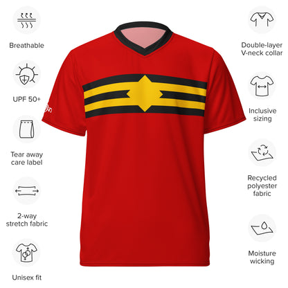 Plastic Stretch Man Super Hero Stripe Recycled unisex sports jersey