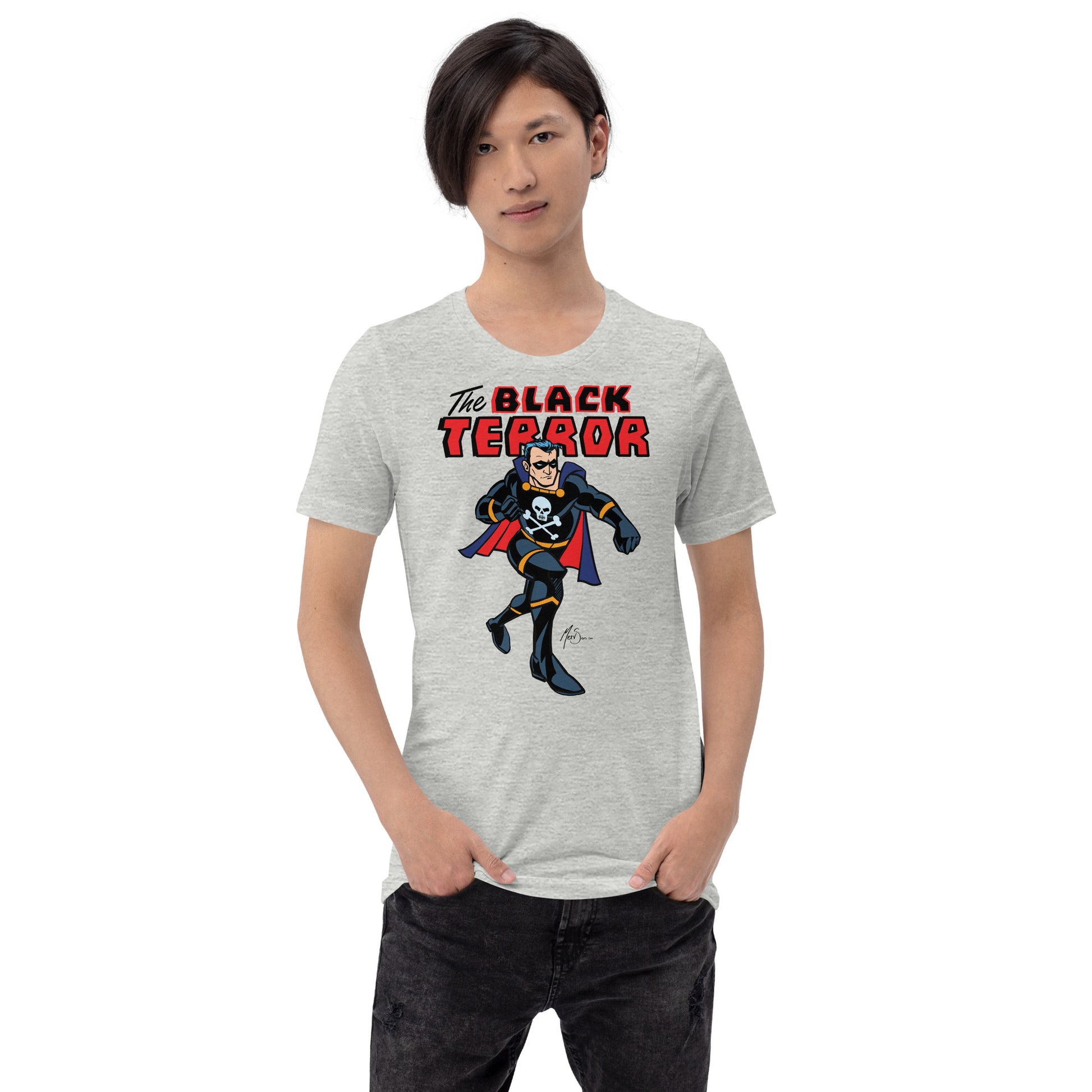 Exclusive Black Terror Vintage Superhero T-Shirt – Original Mervson Artwork on Bella+Canvas 3001