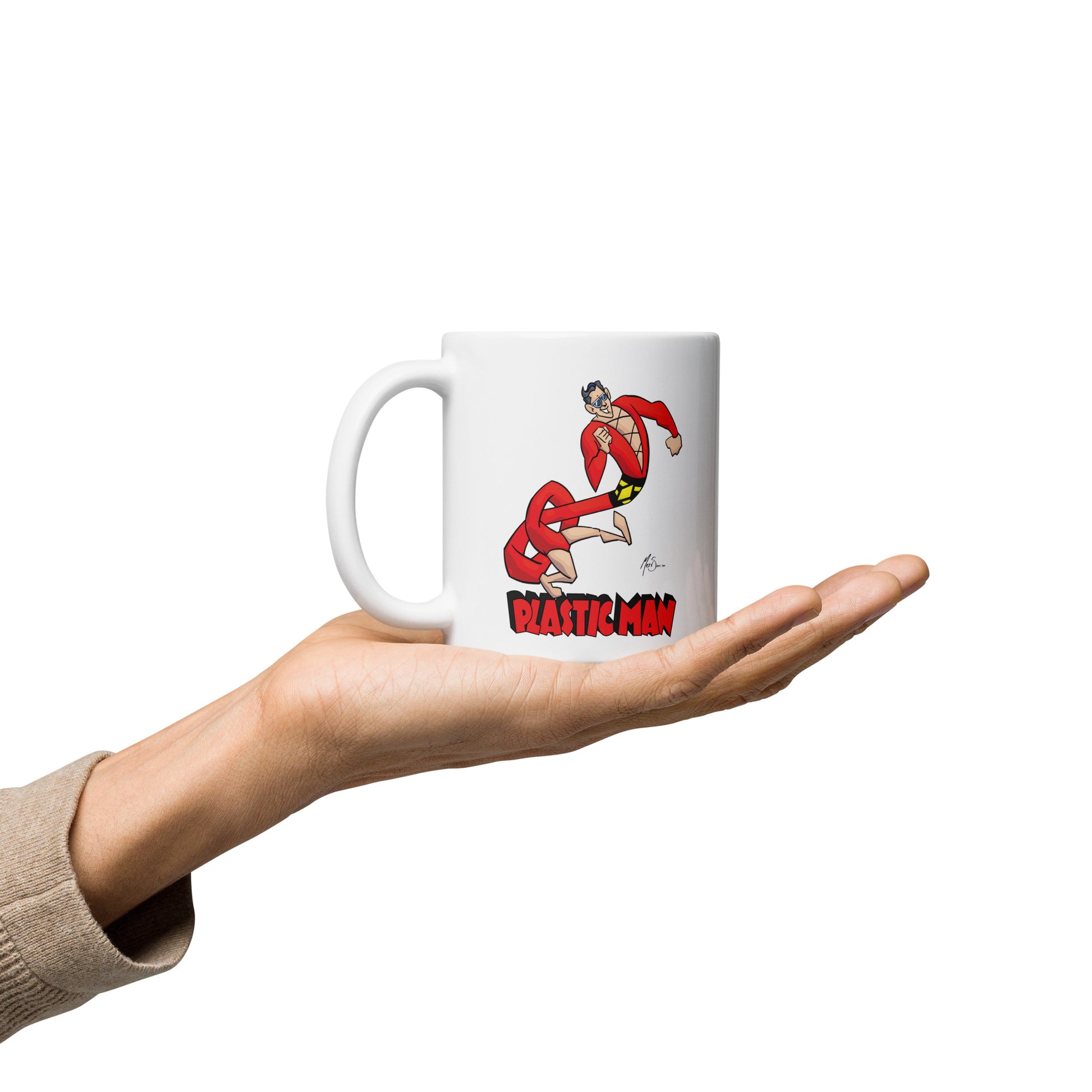 Plastic Man White glossy mug