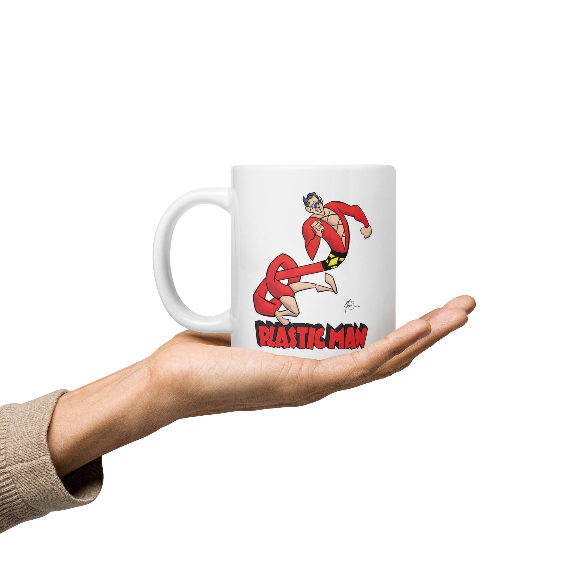 Plastic Man White glossy mug